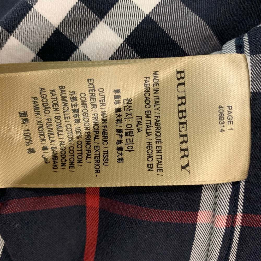 BURBERRY Navy White & Red Plaid Cotton Button Down Short Sleeve Shirt - Picture 6 of 7
